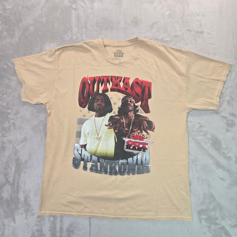 Outkast Stankonia Graphic T-Shirt Tan Mens Large Hip Hop Rap Tee Tracklist Back